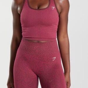 Gymshark Berry Seamless Ribbed Crop Tank and High-Waist Leggings Set